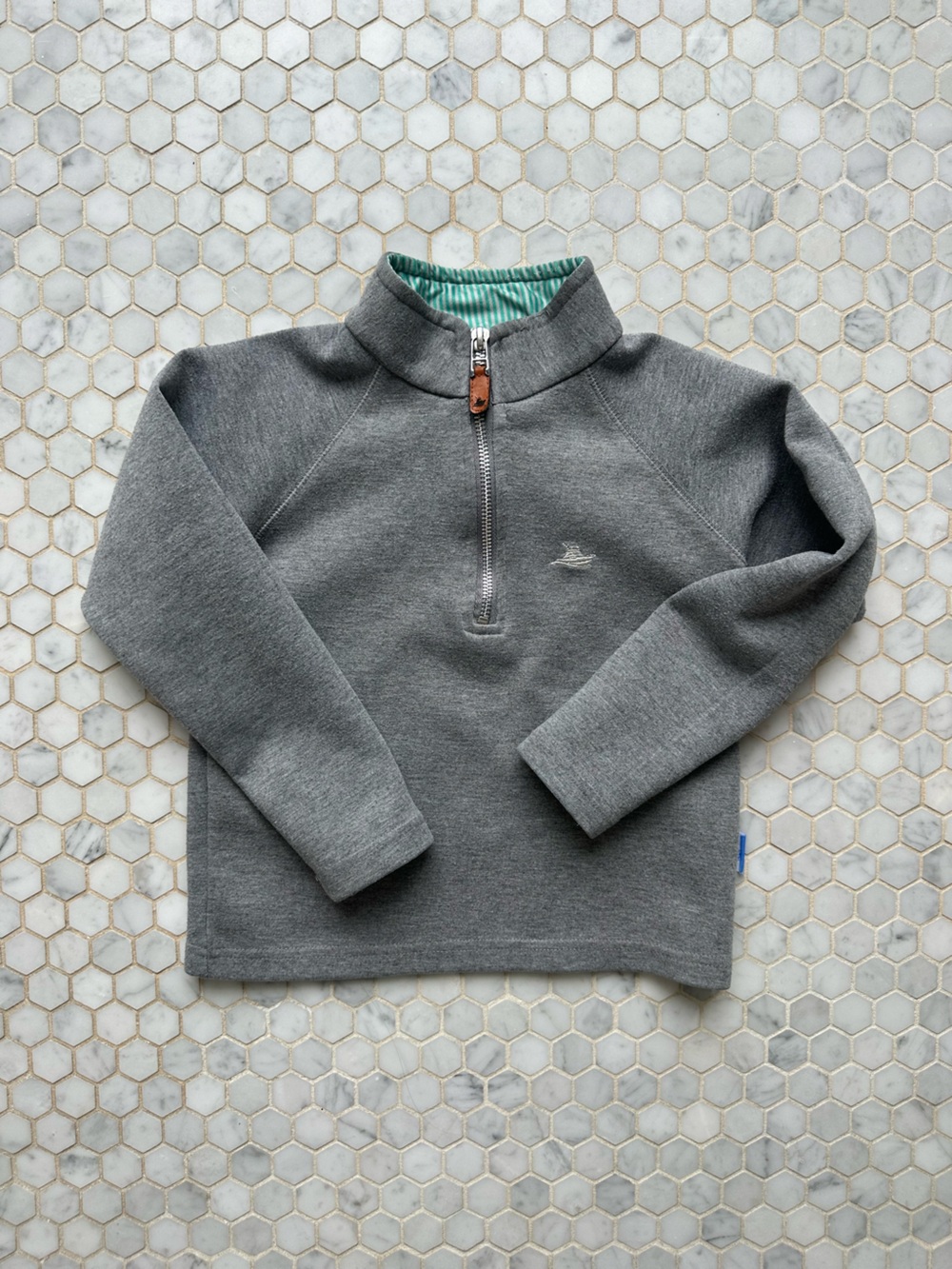 Kids' Gray Half-Zip Pullover Sweatshirt with Contrast Collar